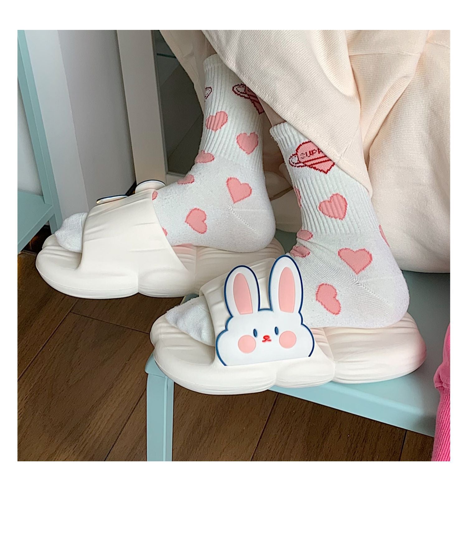 Summer Cute Bunny Stripe Slippers