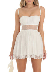 Lace Backless Mini Cami Dress