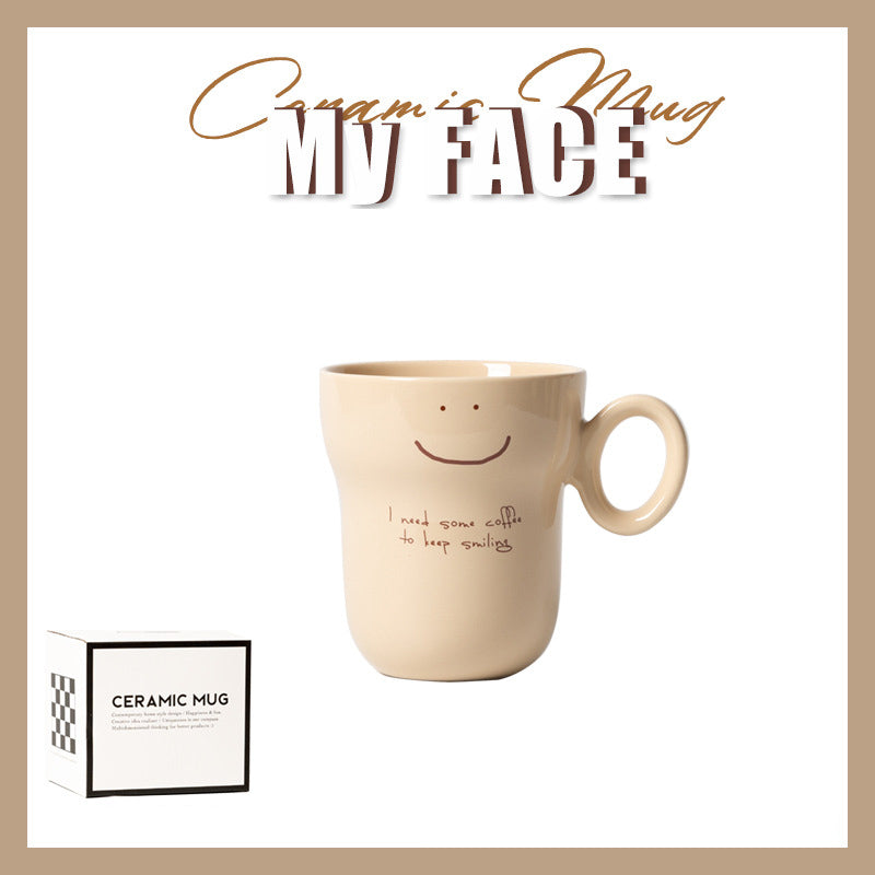 Simple And Cute Expression Ceramic Mug(350ML)