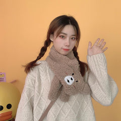 Cute Cartoon Bear Plush Scarf