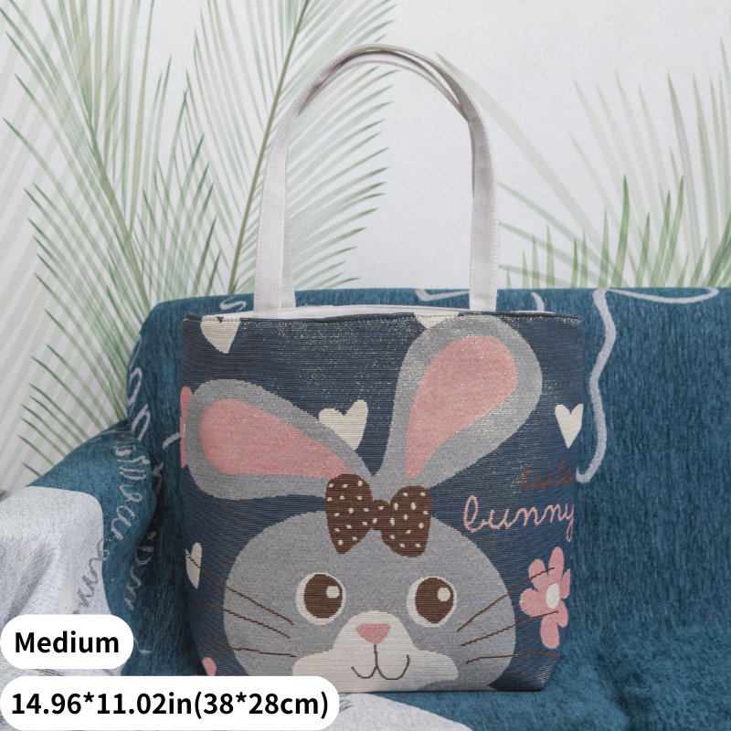 Kawaii Embroidered Cartoon Bunny Tote Bag