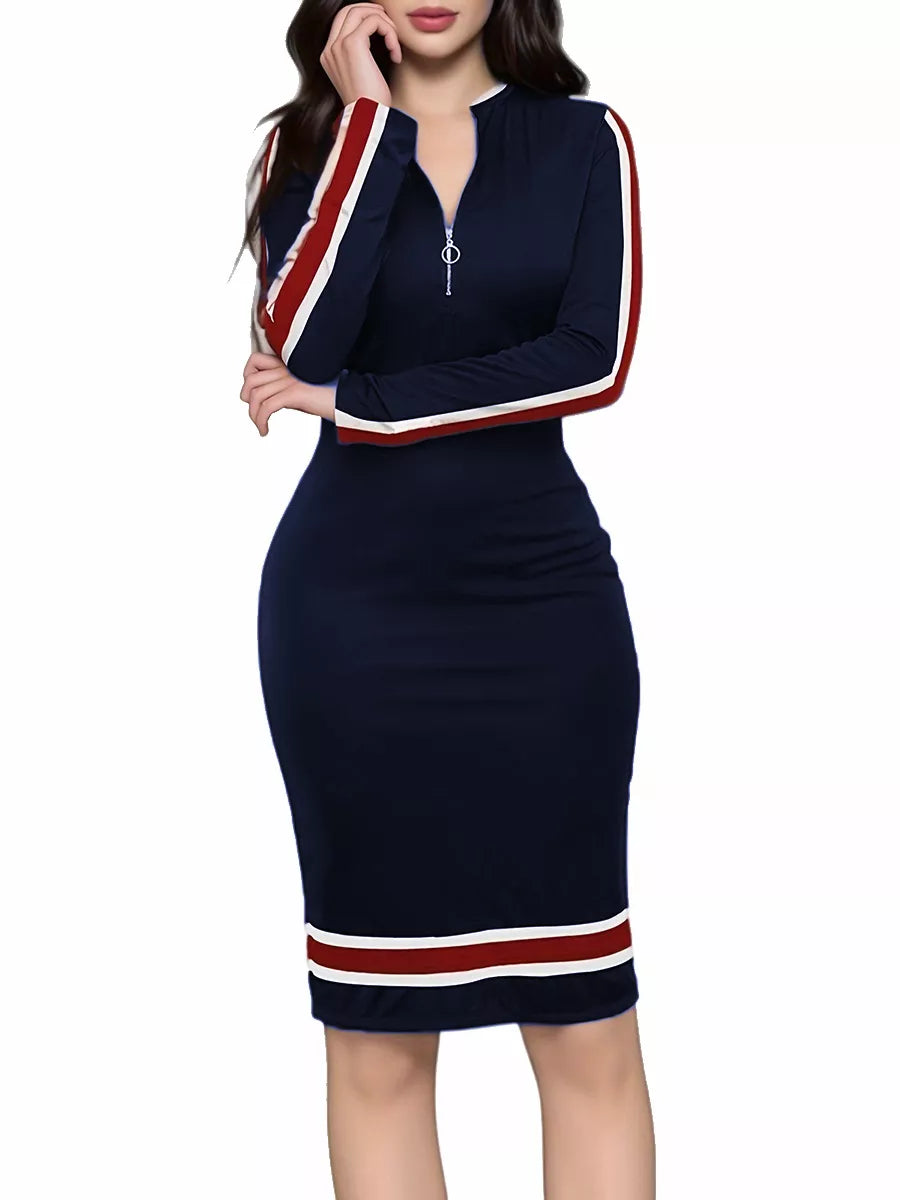 Striped Bodycon Long Sleeve Dress