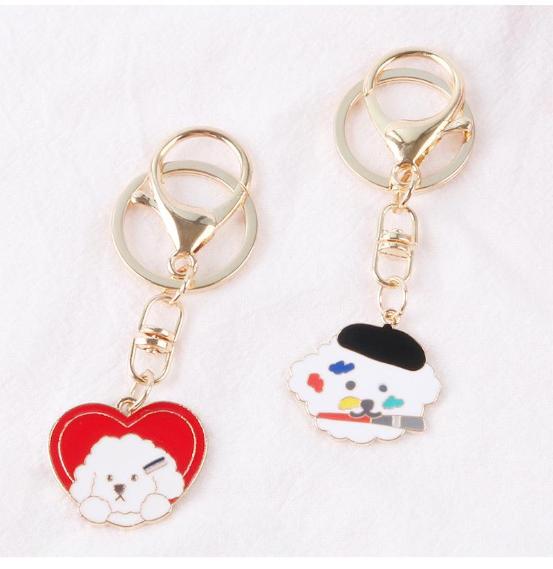 Girly Heart Artist Dog Keychain