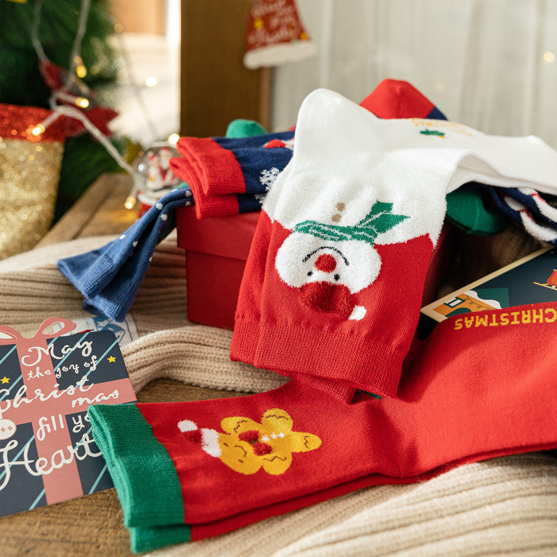 Cute Cartoon Christmas Gift Box Socks