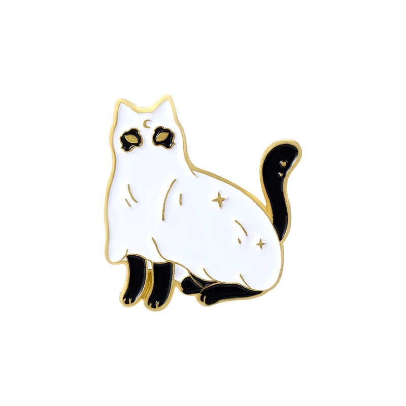 Cute Black White Cat Pins