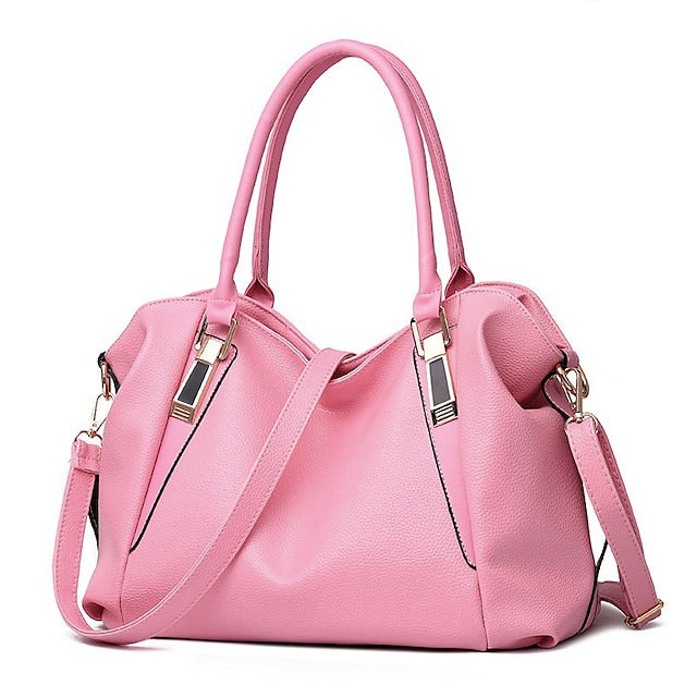 Handles  and Top Faux with Handbag Black Leather