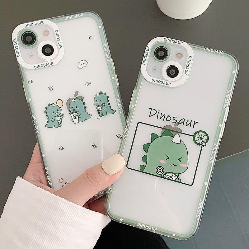 Dinosaur Cartoon Transparent Cute Phone Cases For Galaxy S22 S21 S20 S10 FE Plus Note 10 20 Ultra