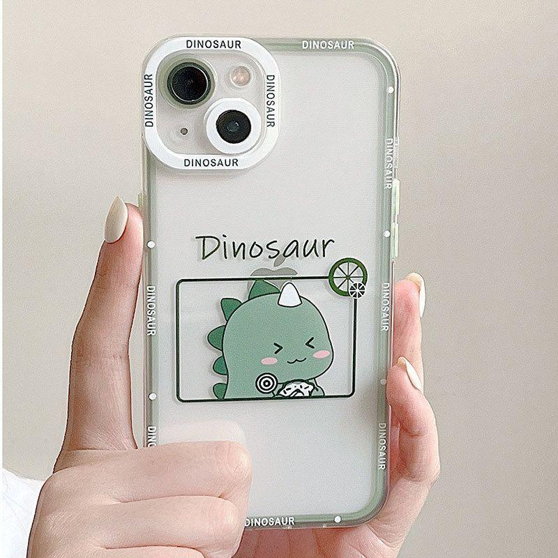 Dinosaur Cartoon Transparent Cute Phone Cases For Galaxy S22 S21 S20 S10 FE Plus Note 10 20 Ultra