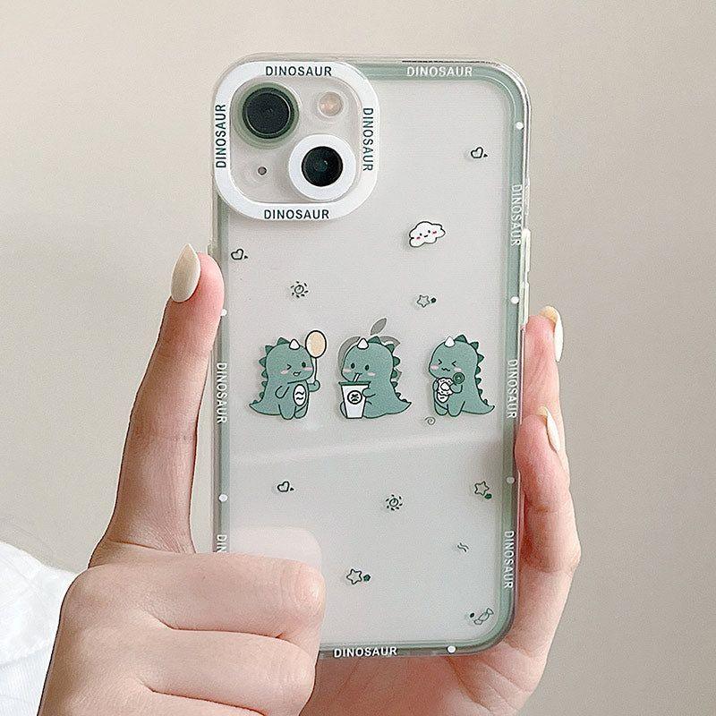 Dinosaur Cartoon Transparent Cute Phone Cases For Galaxy S22 S21 S20 S10 FE Plus Note 10 20 Ultra