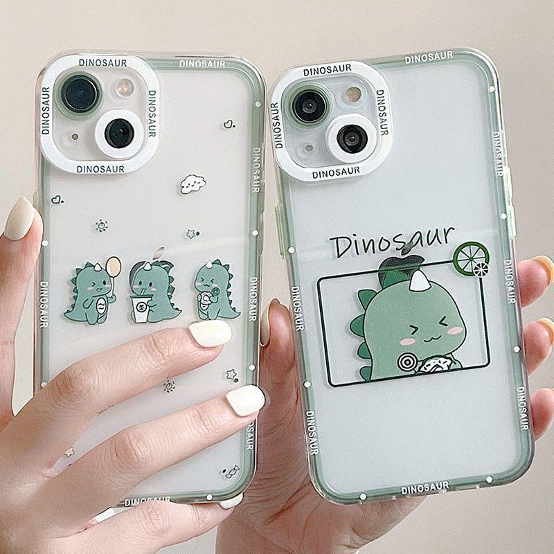 Dinosaur Cartoon Transparent Cute Phone Cases For Galaxy S22 S21 S20 S10 FE Plus Note 10 20 Ultra