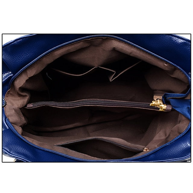Handles  and Top Faux with Handbag Black Leather