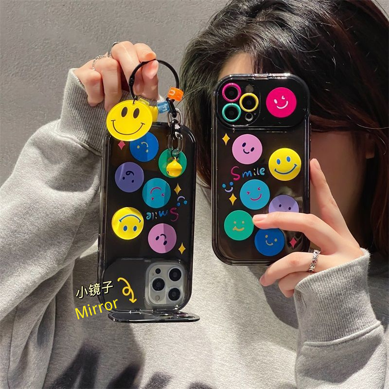 Kawaii Smiley Mirror Holder iPhone case