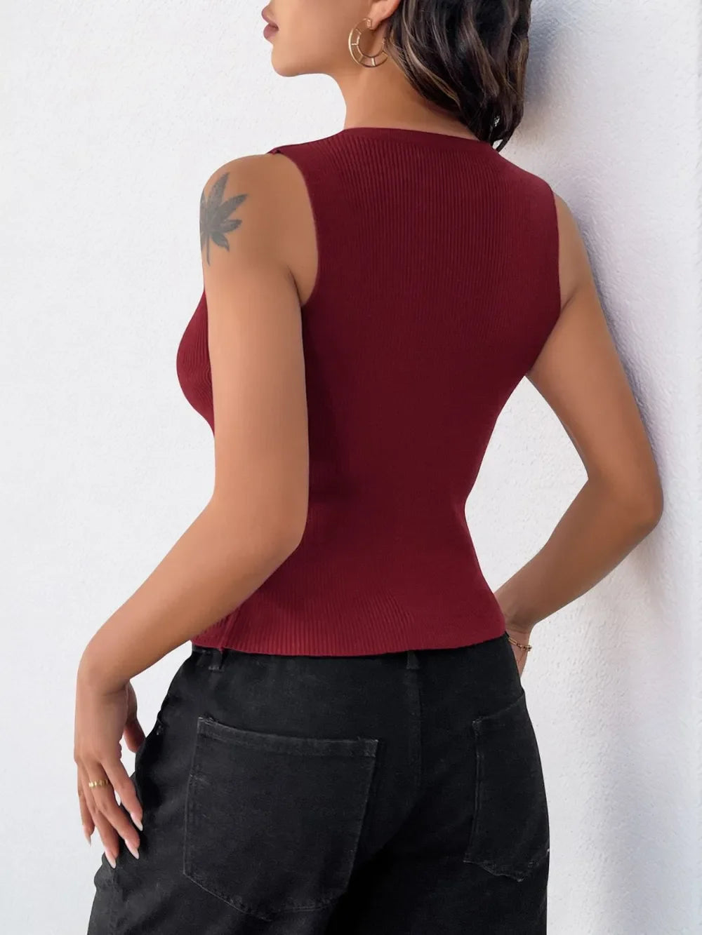 Button Cropped Tank