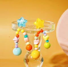 Asymmetric Colorful Beaded Star Earrings