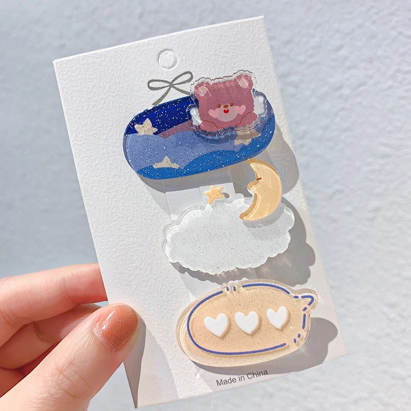 Three Cartoon Bear Hair Clips