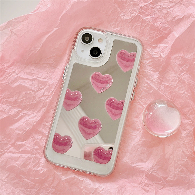 Pink Heart Mirror Phone Case