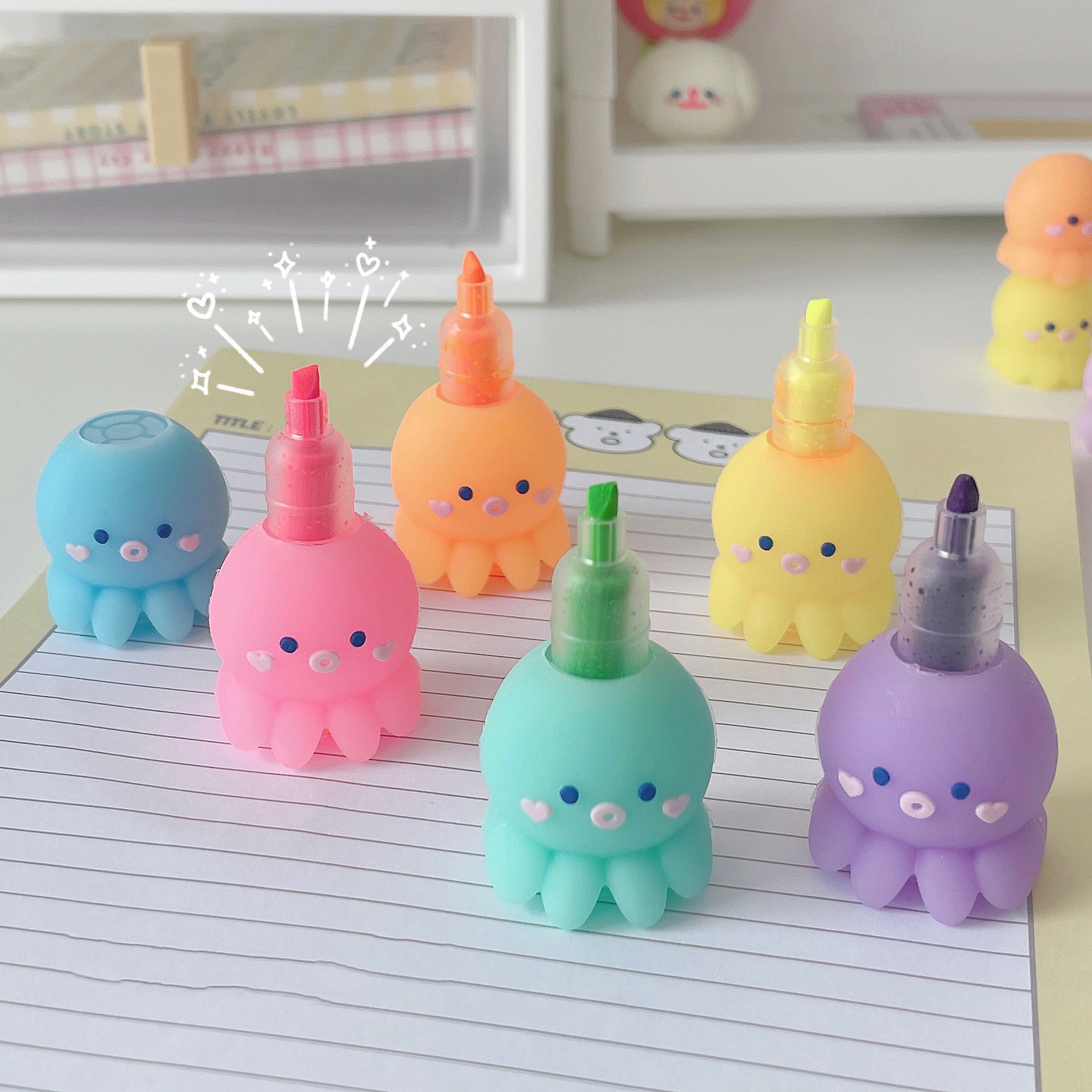 Kawaii Octopus 5-color Highlighter