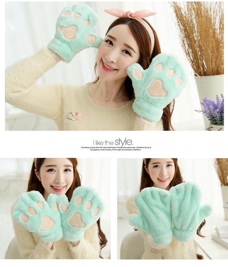 Christmas Cartoon Paw Plush Gloves