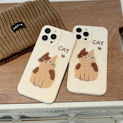 Cute Embroidered Cat Phone Case