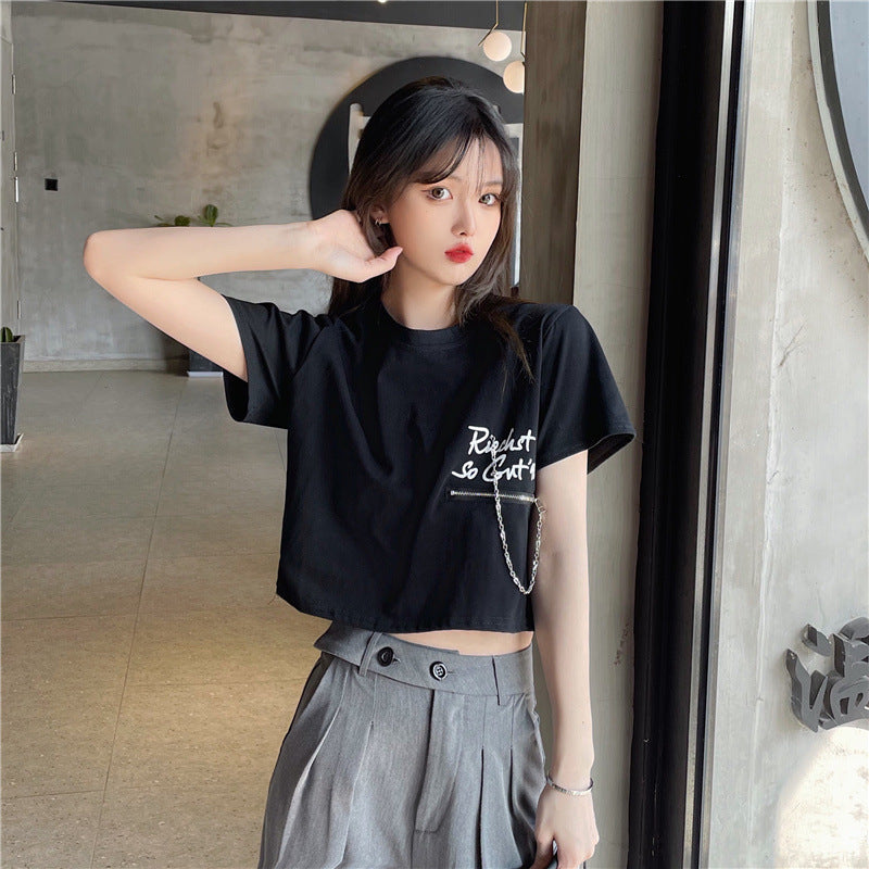 Zipper Letter Print Tee