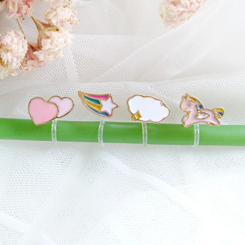 Cute Rainbow Animals Earrings*4pcs