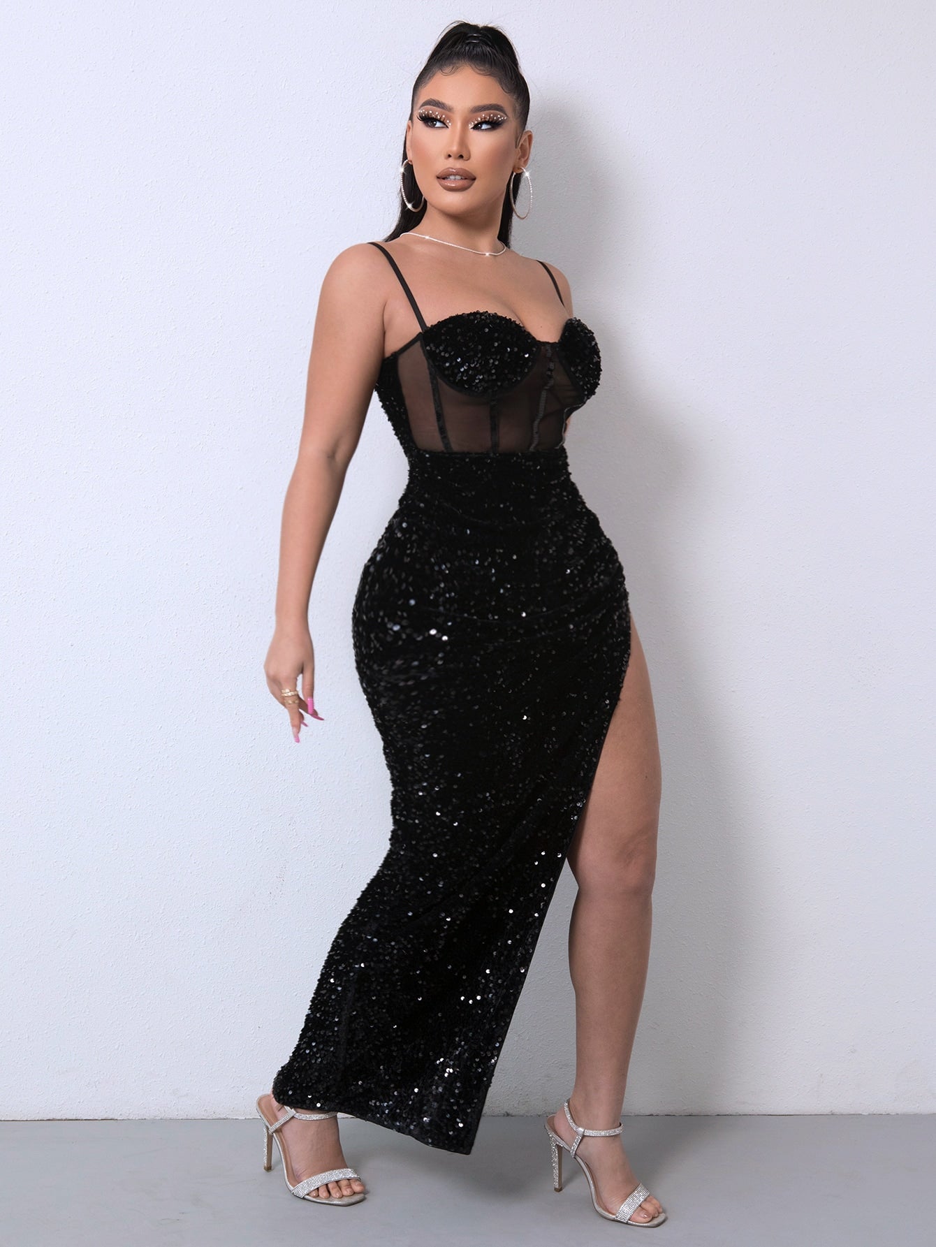 Spliced Adjustable Strap Dress
