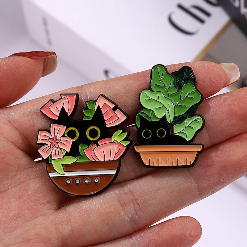 Cartoon Flowers Green Leaves Pins