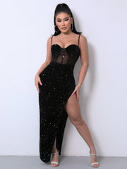 Spliced Adjustable Strap Dress