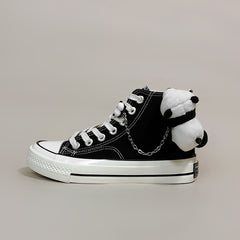 Cute 3D Panda High Top Personalized Canvas Shoes