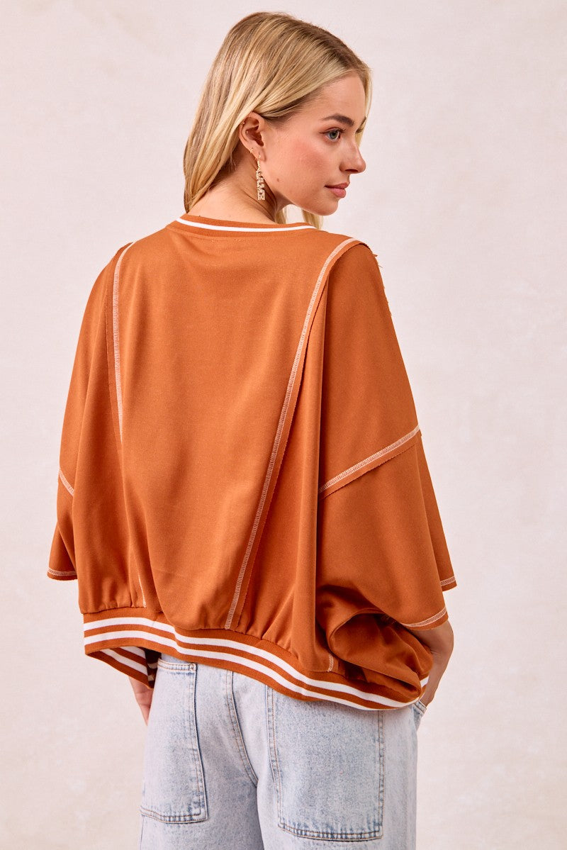 Gameday Patchwork Stitch Detail Top