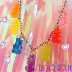 Rainbow Candy Bear Necklace