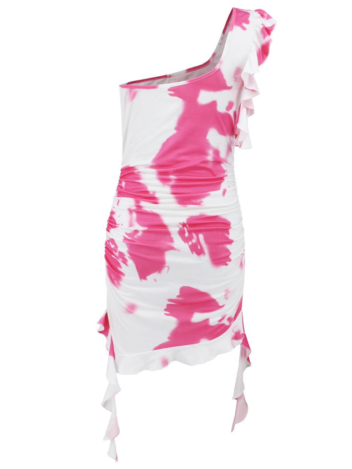 Ruffled Single Shoulder Mini Dress