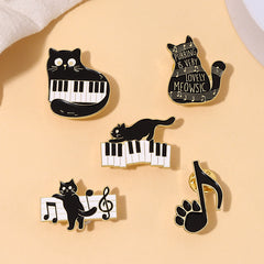 Black Cat Piano Note Pins