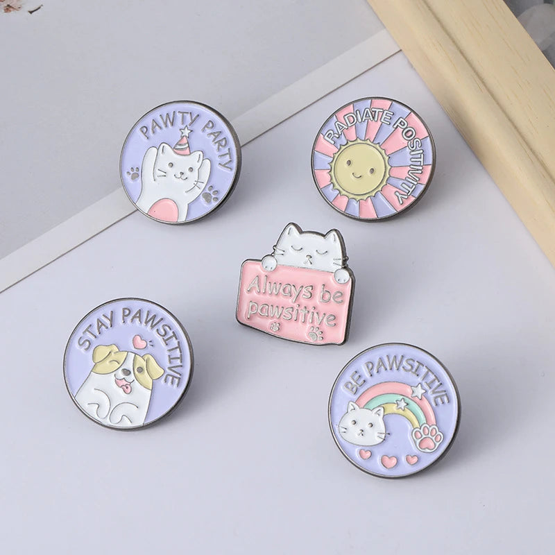 Cartoon Round Cat Claw Pins