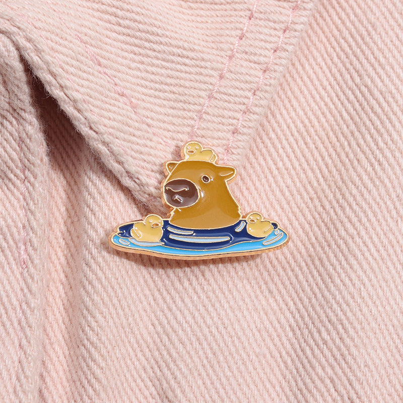 Cute Bathing Capybara-Shaped Pins