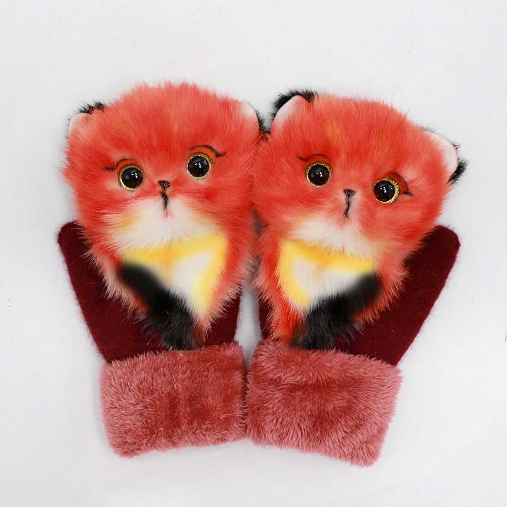 Plush Cartoon Animal Warm Gloves Scarf