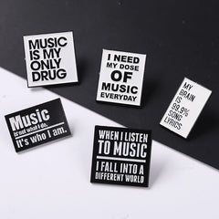 Black White Letters Pins