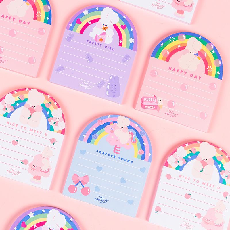 Fluffy Rainbow Cute Rabbit Memo Pad