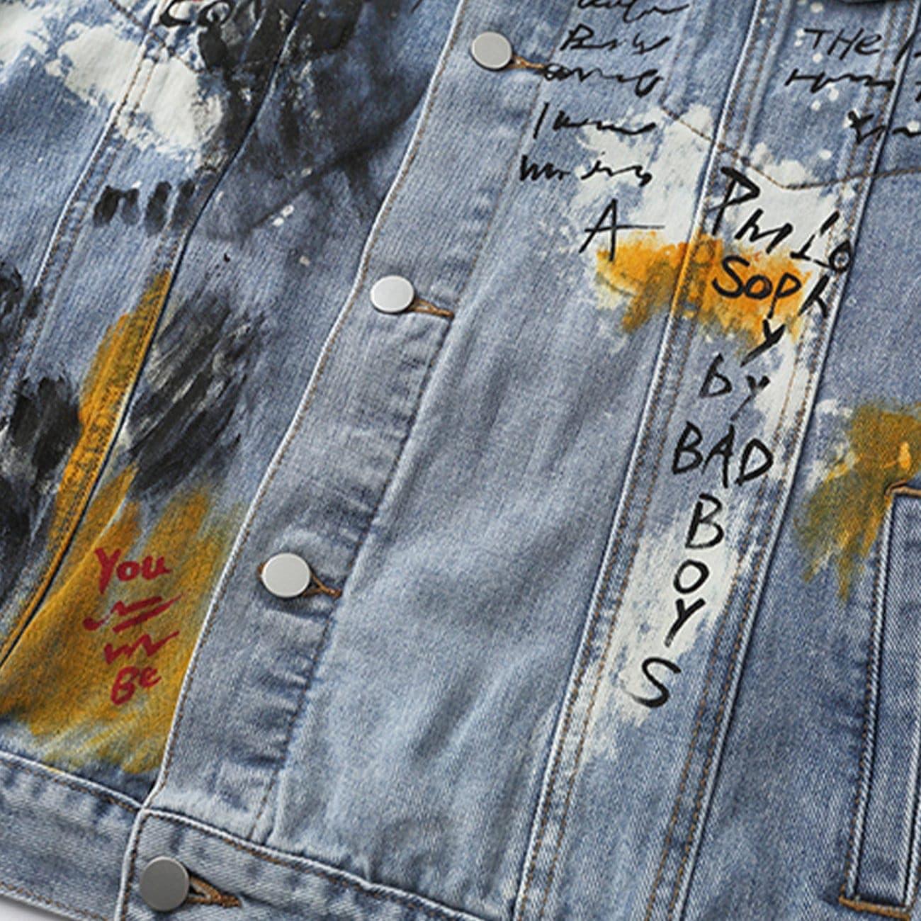 Spray Paint Graffiti Denim Jacket