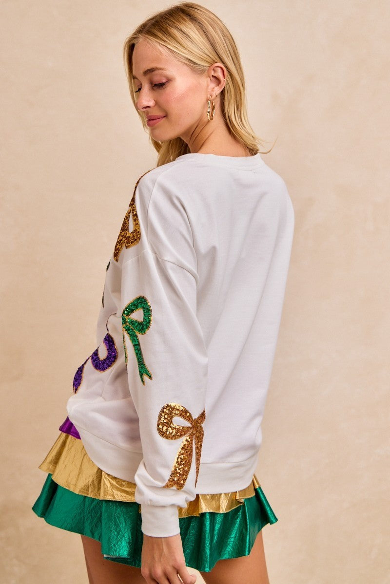 BiBi Mardi Gras Sequin Bow Top