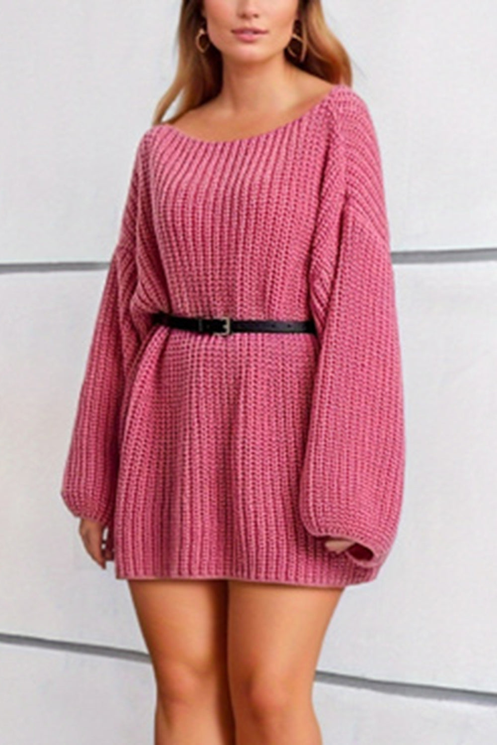 Dropped Shoulder Mini Sweater Dress