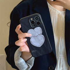 Pleated Heart Black Phone Case