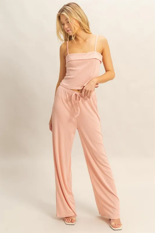 Rib Knit Cami Top and Pants Set
