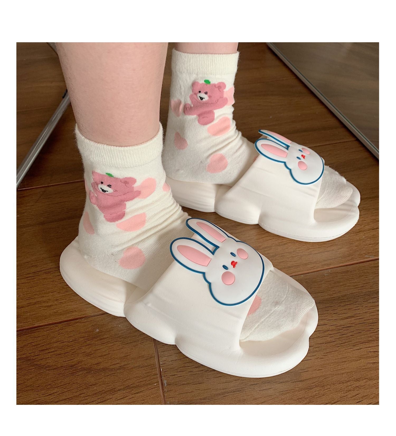 Summer Cute Front Bunny Stripe Slippers