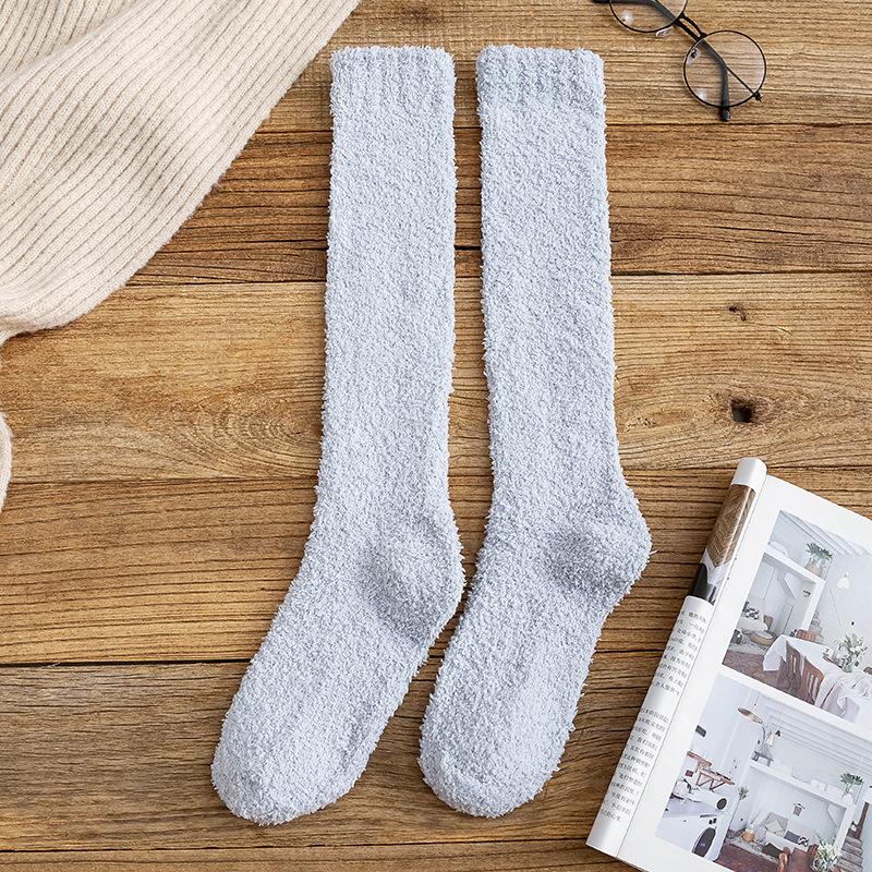 Pure color knee-length Floor Socks