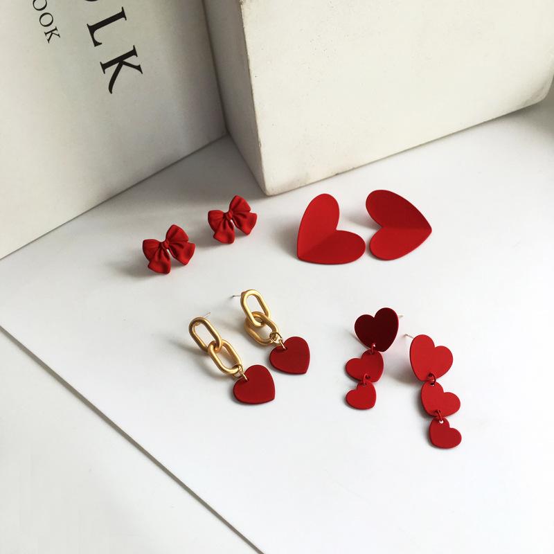 Red Love Bow Earrings