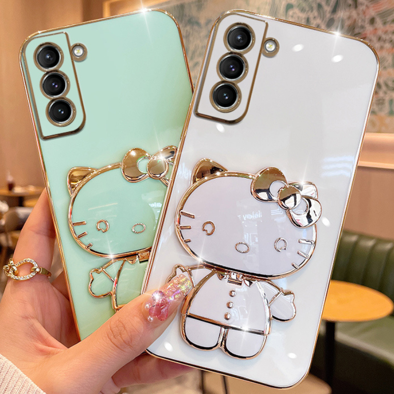 Kawaii Cat Stand Mirror Samsung Phone Case