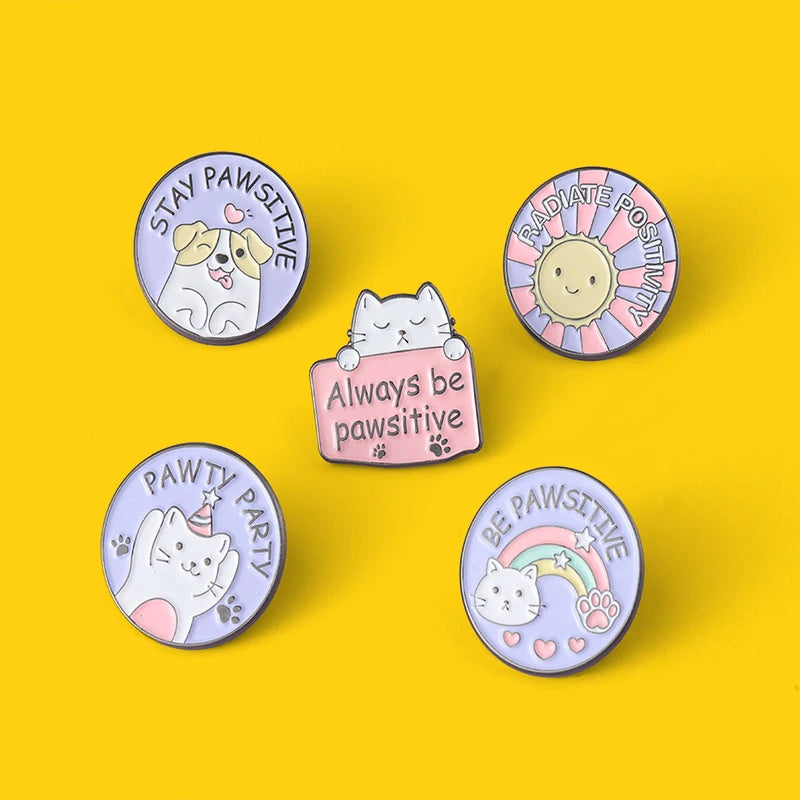 Cartoon Round Cat Claw Pins