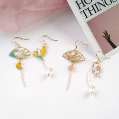 Cute Crane Fan Earrings