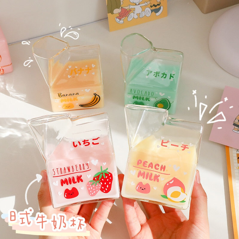 Kawaii Milk Square Glass Cup (380ml)